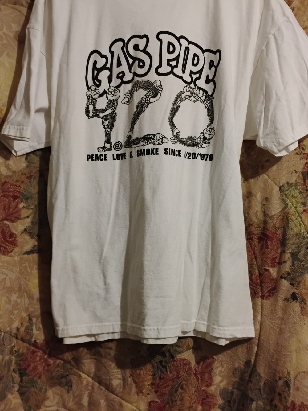 Anvil White Short-Sleeve 'Gas Pipe 420' Graphic Tee